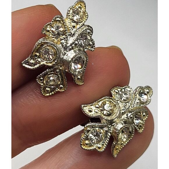 Vintage Art Deco Screw Back Earrings 1in - Picture 1 of 6